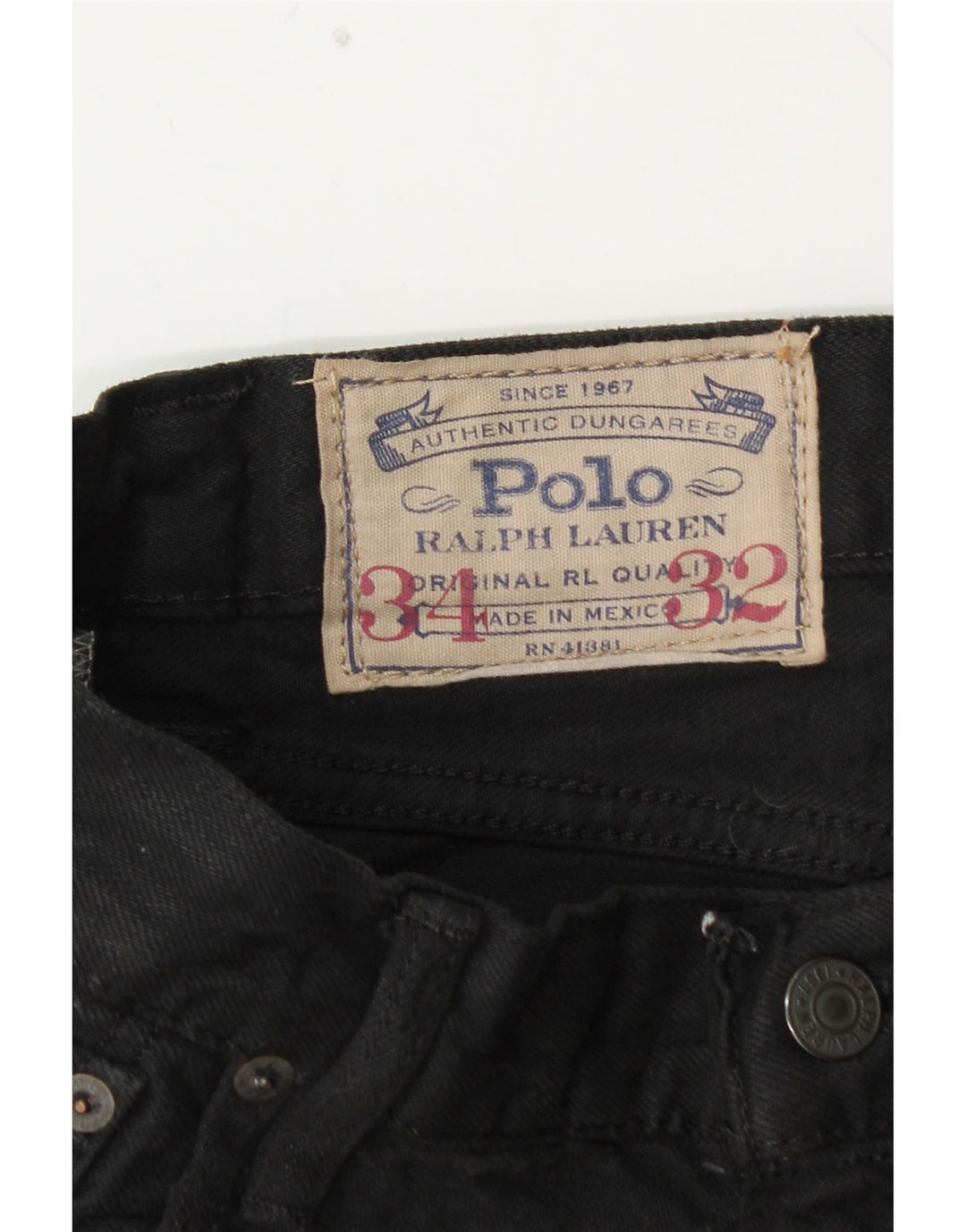 POLO RALPH LAUREN Pantaloni casual dritti da uomo W34 L32 Cotone nero