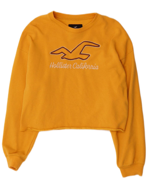 Felpa grafica corta da donna HOLLISTER UK 14 cotone giallo medio