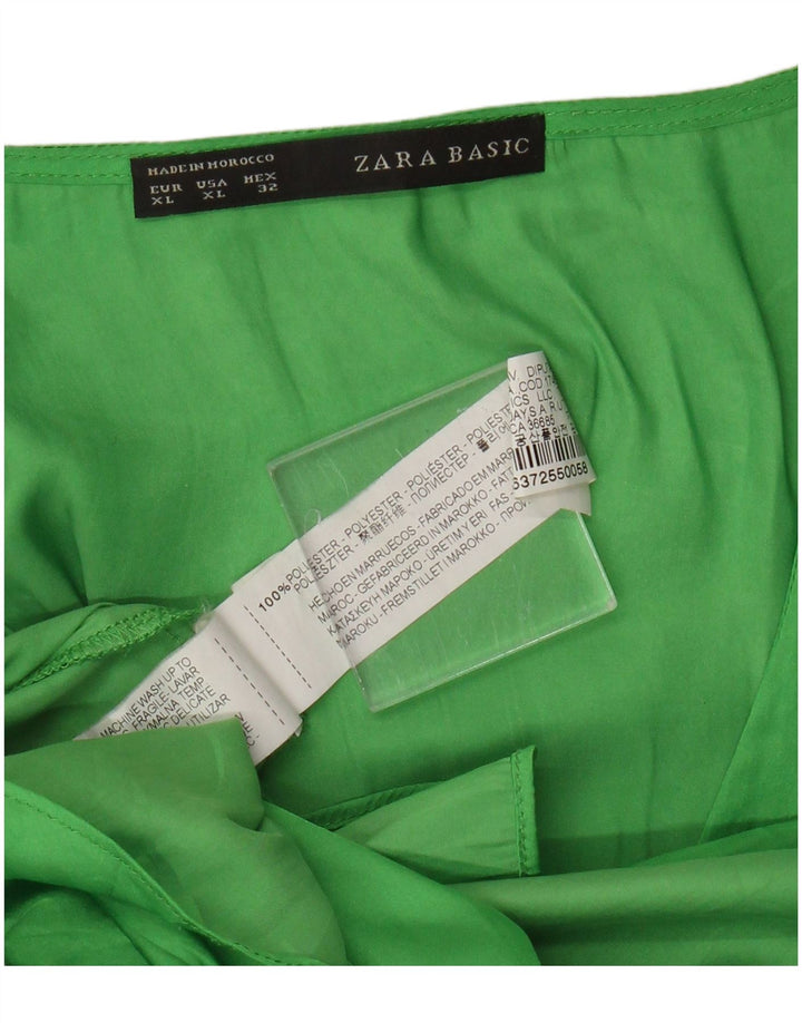 Top camicetta senza maniche da donna Zara UK 18 XL poliestere verde