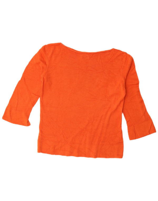 Stefanel Maglione da donna con scollo a barca con maniche a 3/4 UK 16 Large Arancione