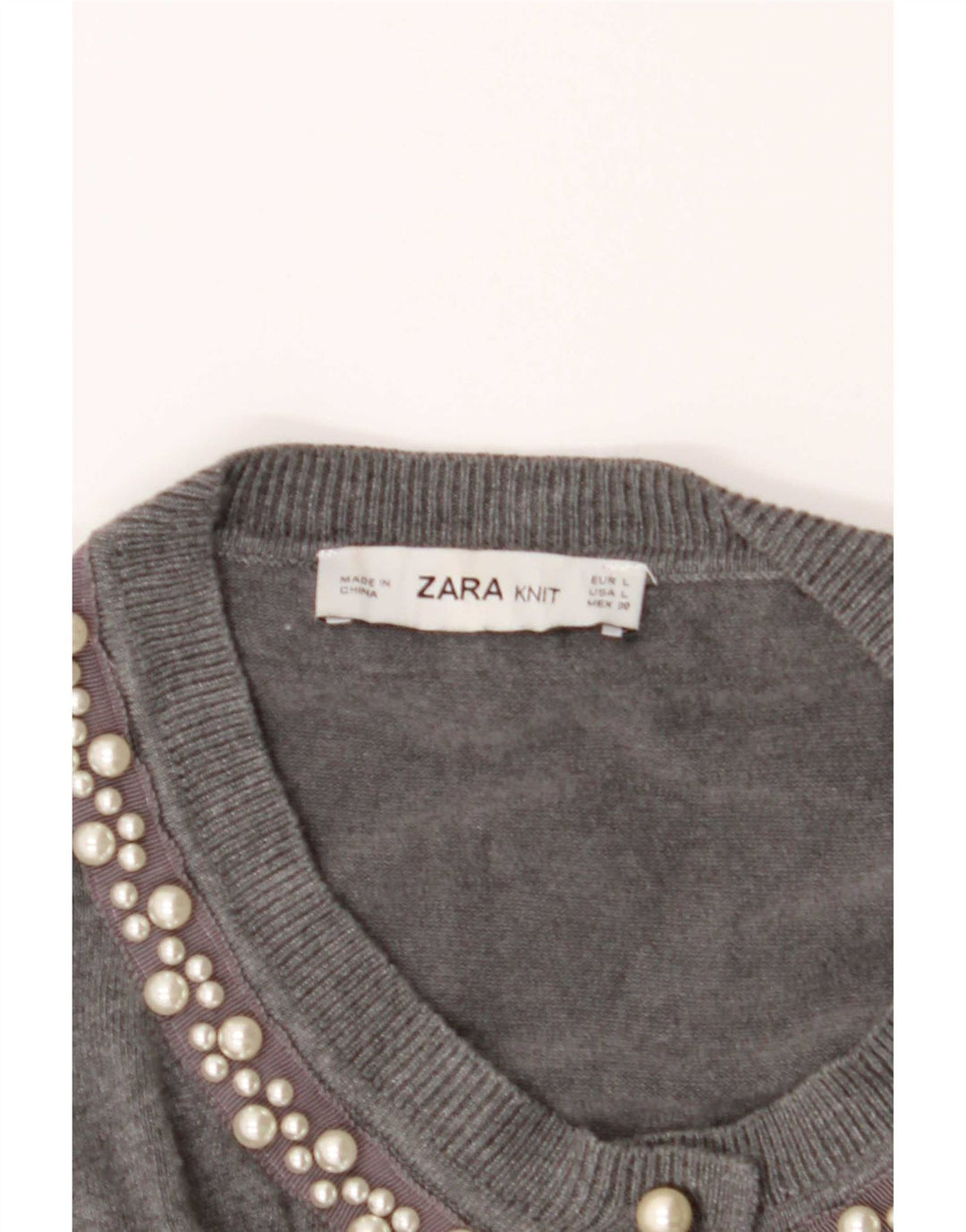 Maglione cardigan da donna Zara UK 14 grande grigio