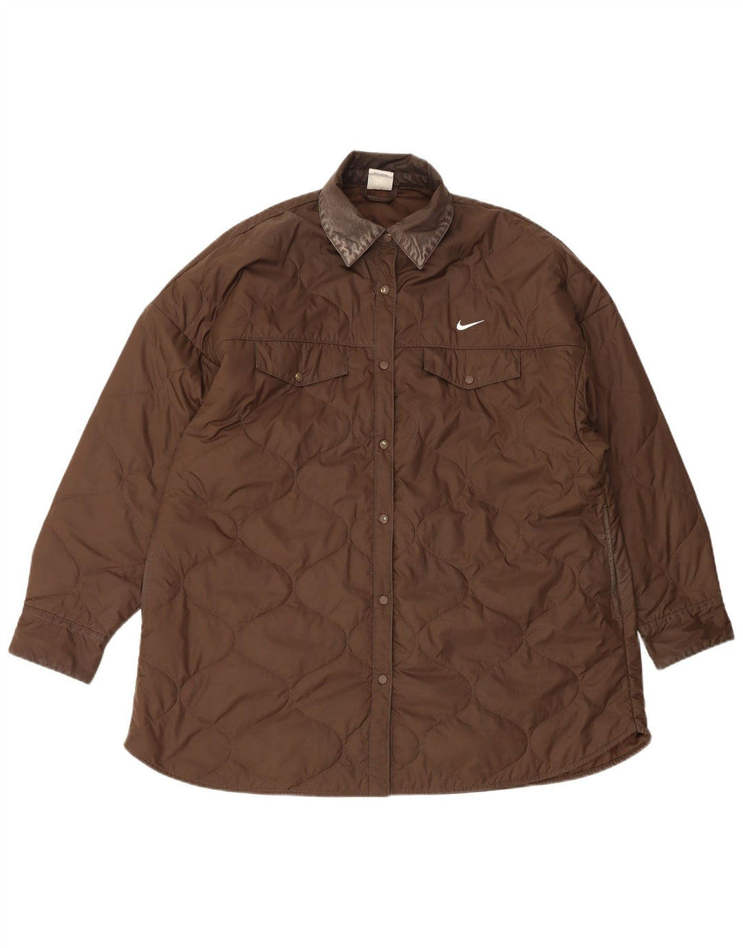 Giacca trapuntata oversize da donna Nike UK 16 grande poliestere marrone