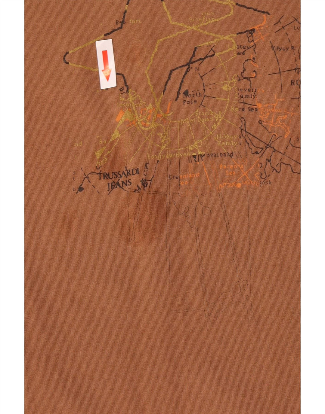 Trussardi Jeans Top Grafico da Uomo Manica Lunga in Cotone Marrone Medio
