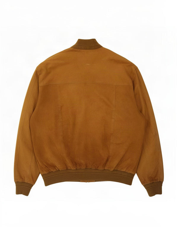 Giubbotto bomber vintage in pelle scamosciata da uomo IT 56 3XL in pelle beige