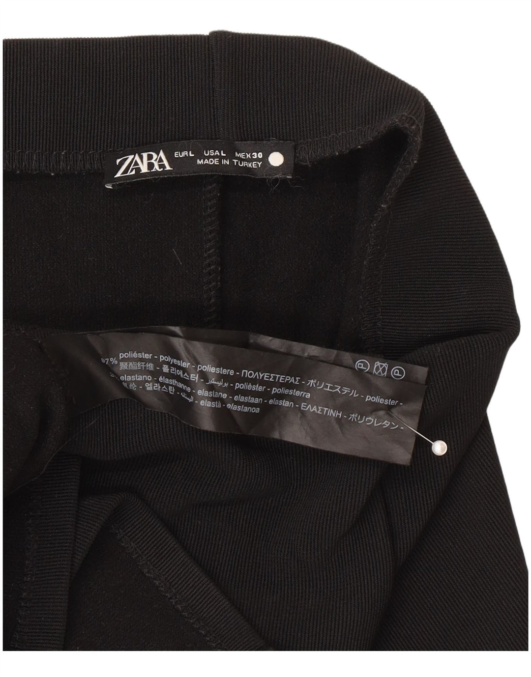Gonna midi a vita alta da donna Zara grande W30 poliestere nero