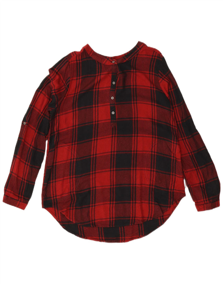 Camicia pullover oversize lunga da donna Eddie Bauer UK 10 piccolo plaid rosso