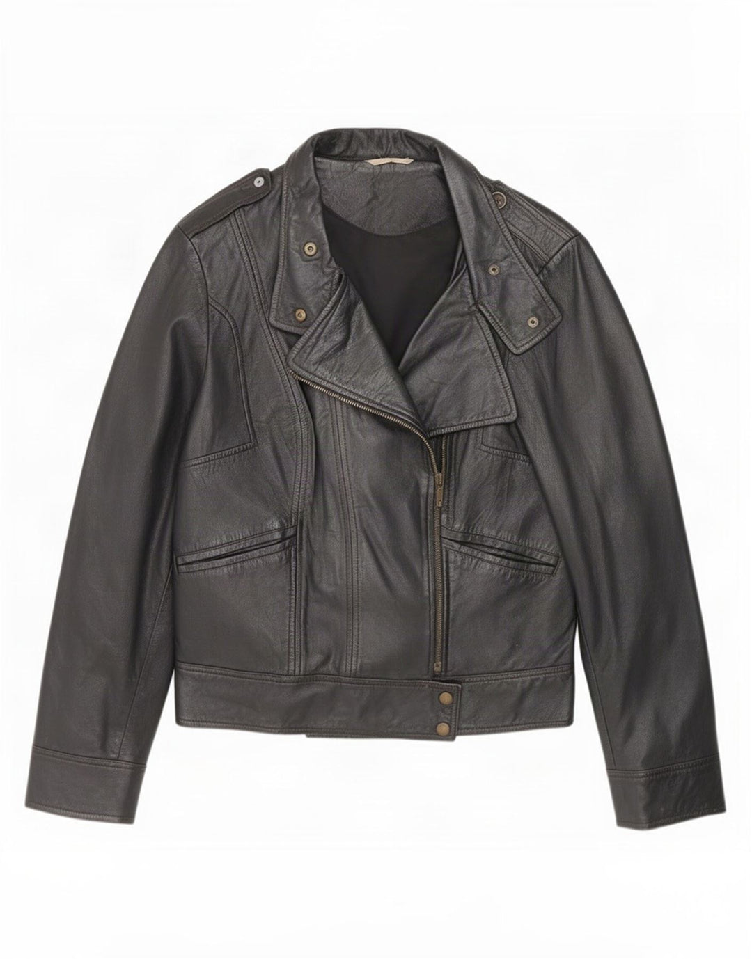 Giacca da motociclista in pelle da donna Promod UK 14 media nera