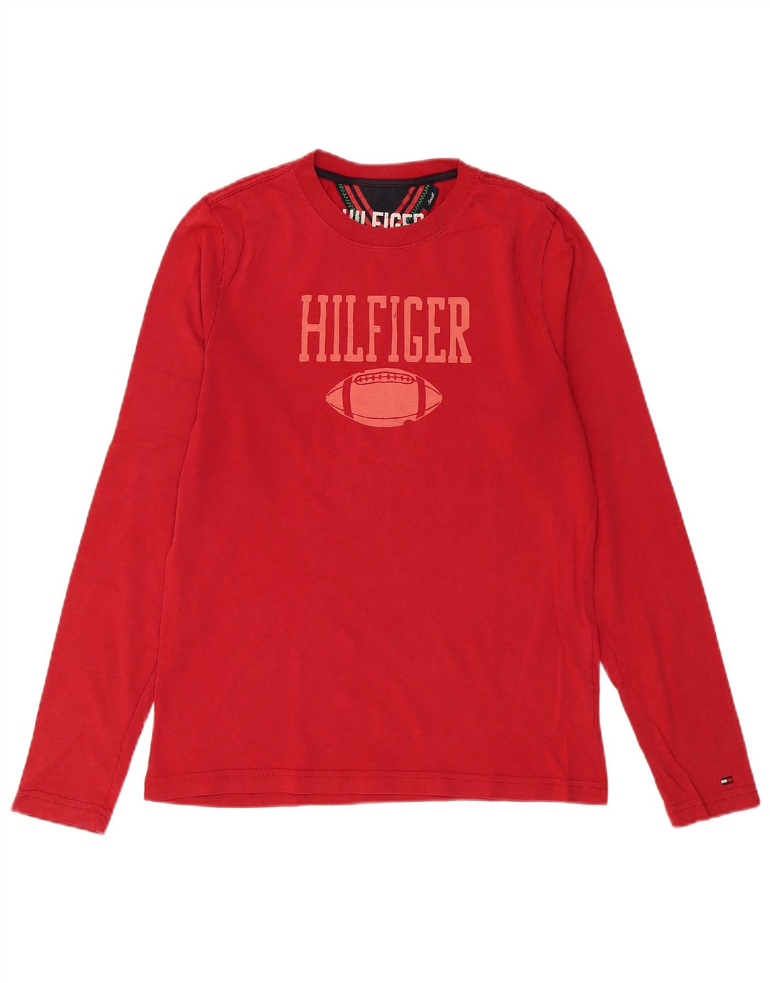 Tommy Hilfiger Uomo Graphic Top Manica Lunga Piccolo Cotone Rosso