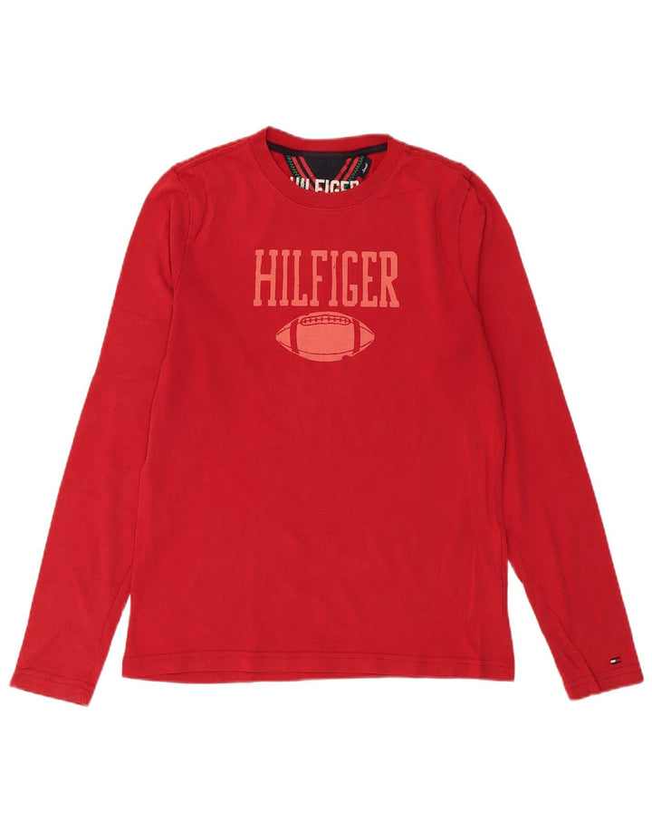 Tommy Hilfiger Uomo Graphic Top Manica Lunga Piccolo Cotone Rosso