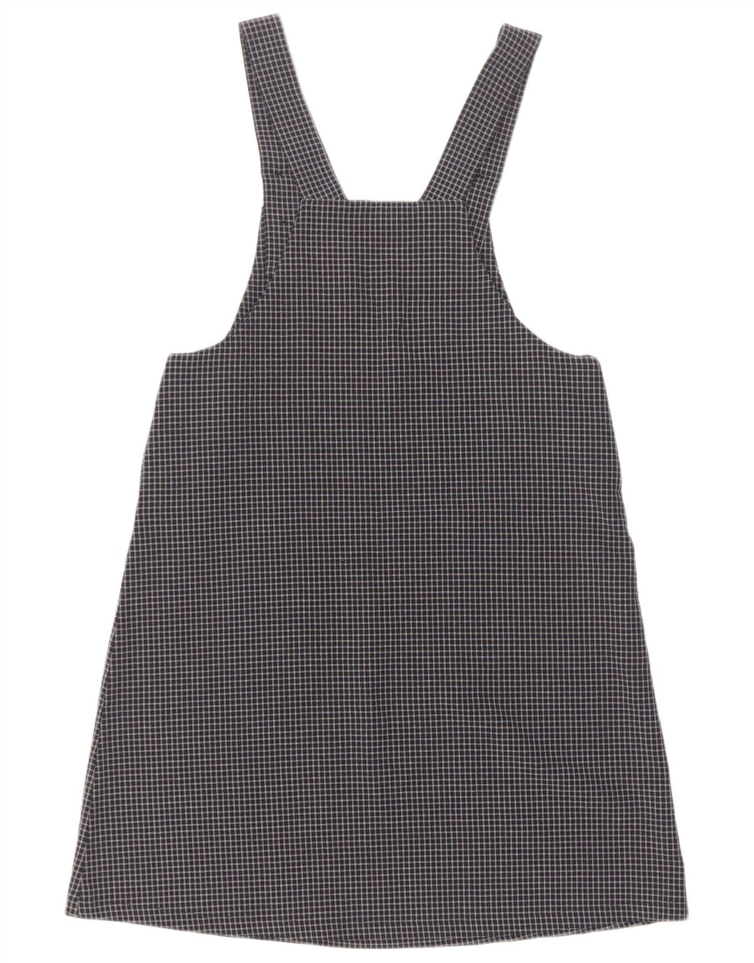 Abito salopette da donna vintage UK 12 medio blu navy a quadri