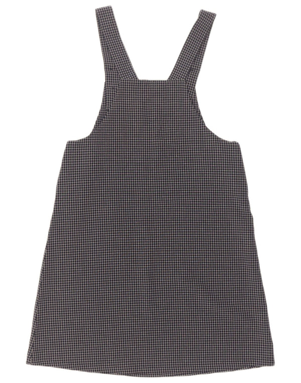 Abito salopette da donna vintage UK 12 medio blu navy a quadri
