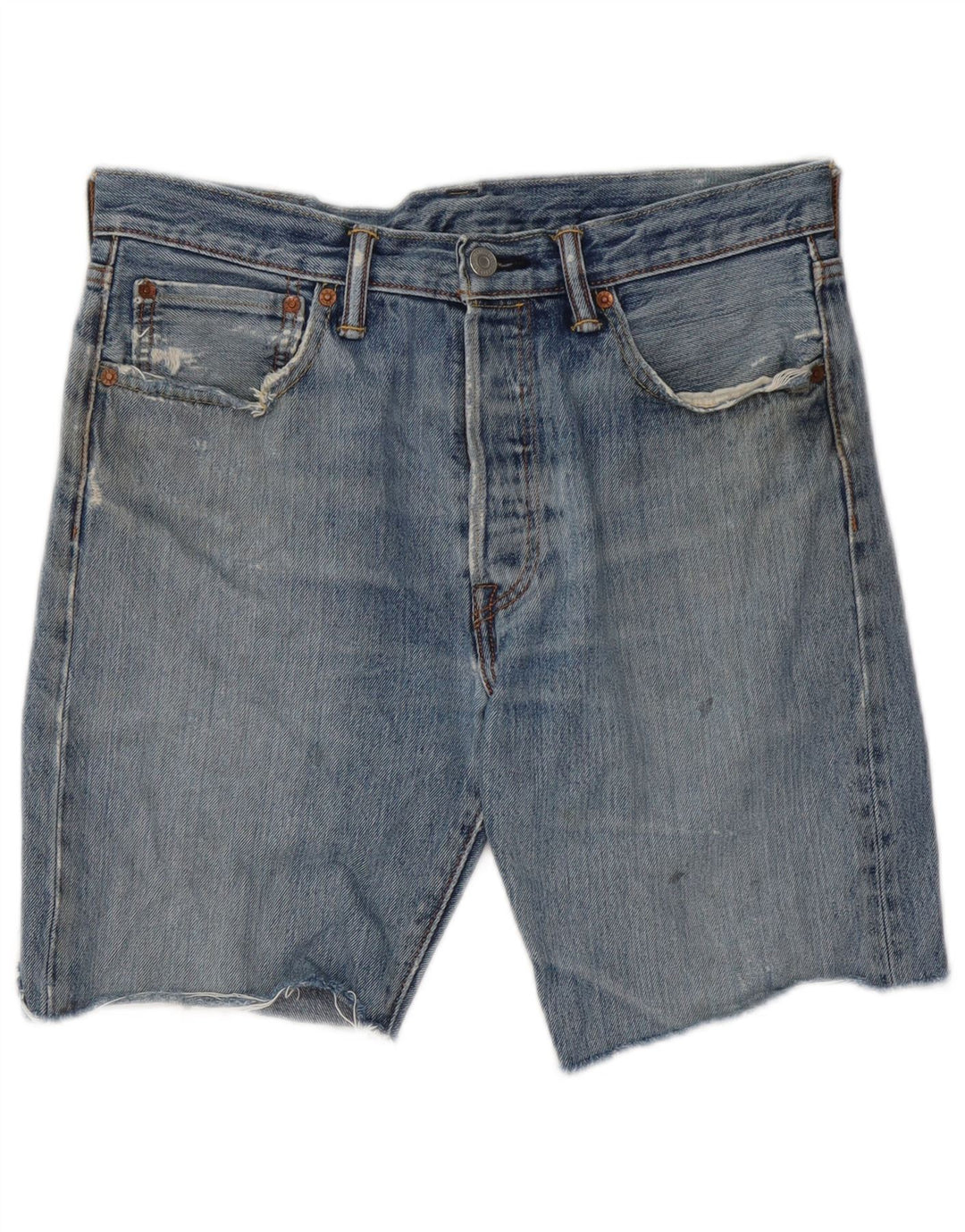 Levi's Uomo 501 Pantaloncini di jeans invecchiati W32 Cotone blu medio