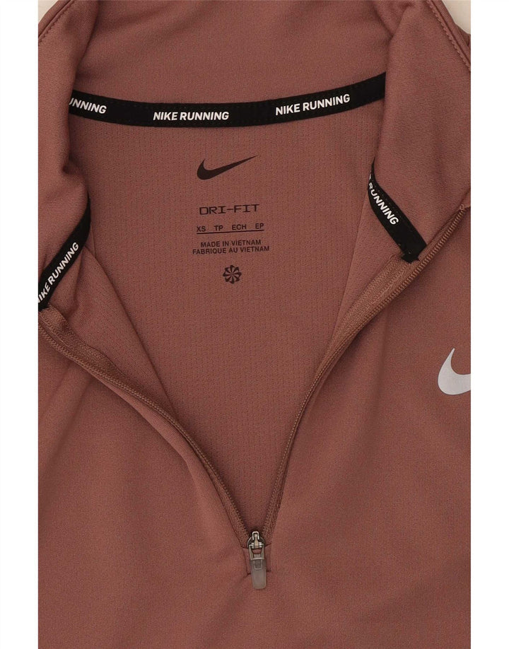 Top della tuta pullover con zip e collo Nike Dri Fit da donna UK 6 XS Rosa