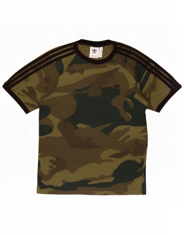 T-shirt da uomo Adidas Top in cotone mimetico kaki medio