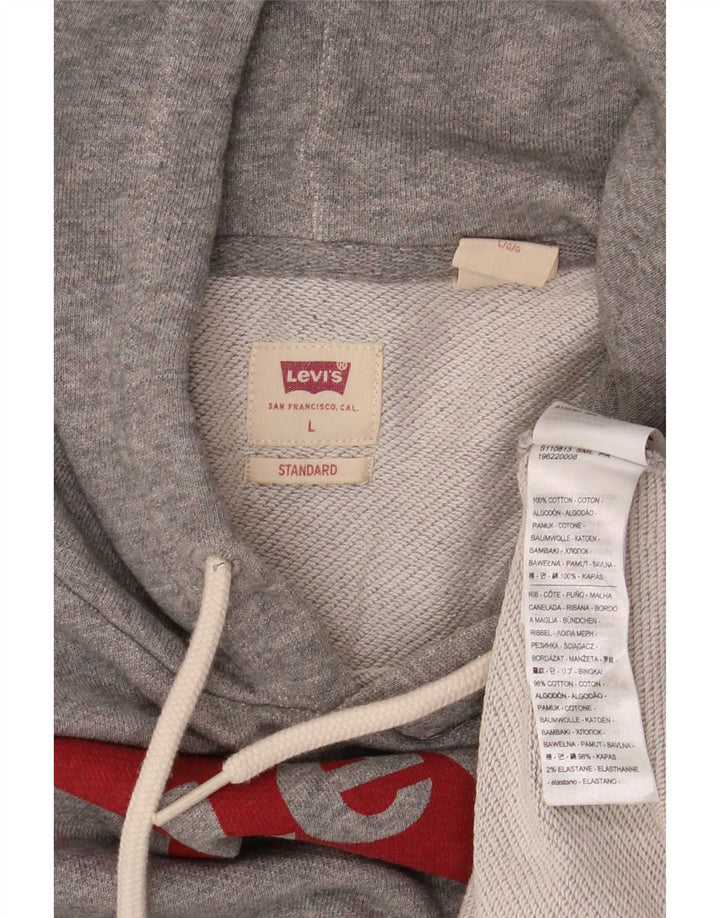 Maglione con cappuccio grafico da uomo Levi's Large in cotone grigio