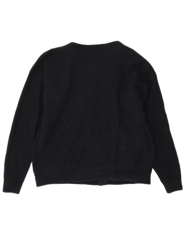 Maglione cardigan da donna VINTAGE UK 16 Grande Paisley blu navy