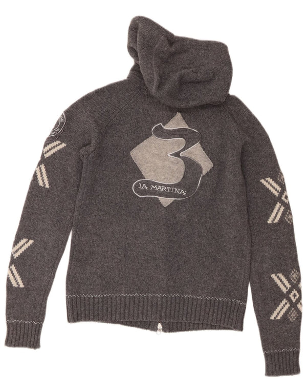 Maglione cardigan grafico da donna La Martina UK 10 Piccolo grigio geometrico