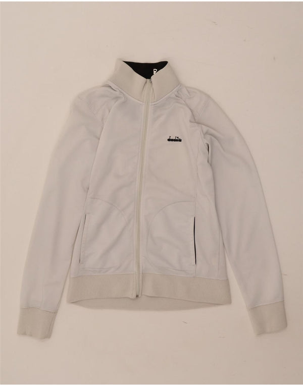 Diadora Womens Tracksuit Top Jacket UK 14 Large White Polyester