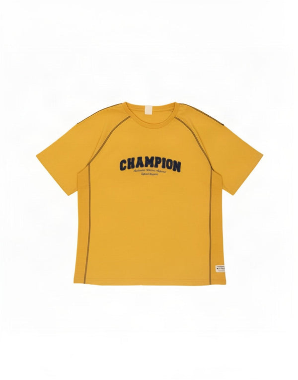 T-shirt grafica da uomo Champion Top XL in cotone giallo