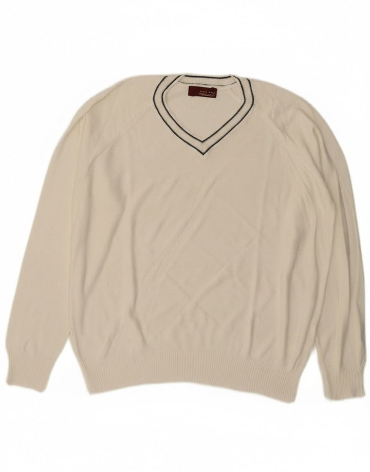 Maglione Zara da uomo con scollo a V XL bianco