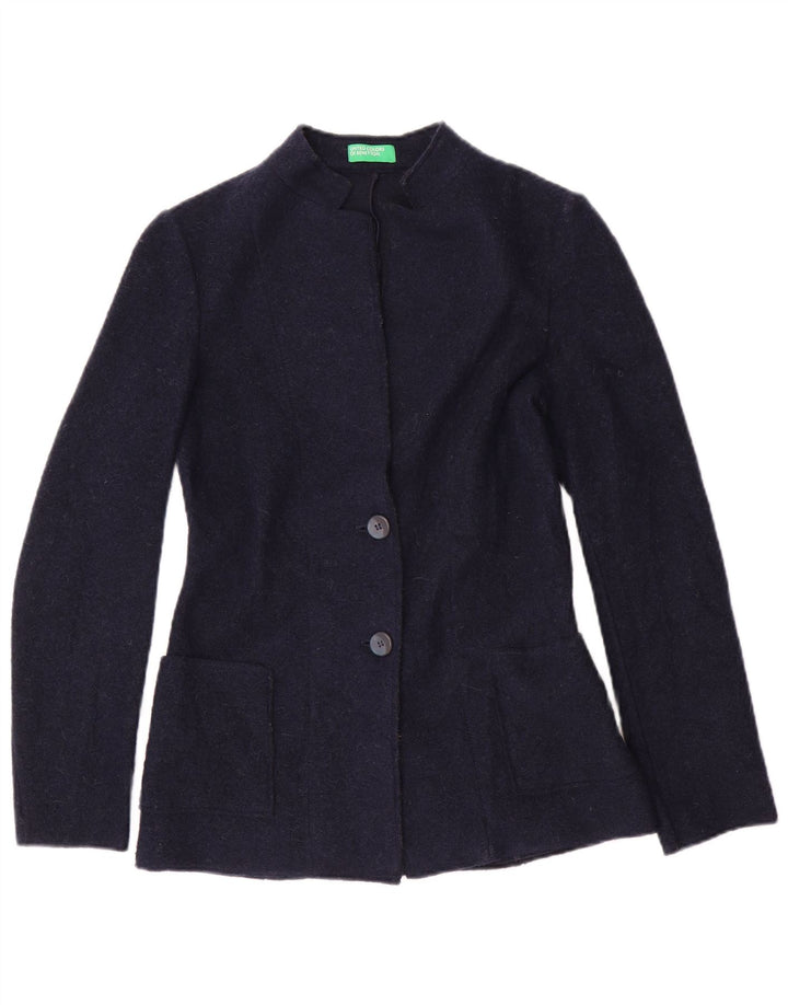 Giacca blazer da donna a 2 bottoni Benetton UK 6 XS poliestere blu navy
