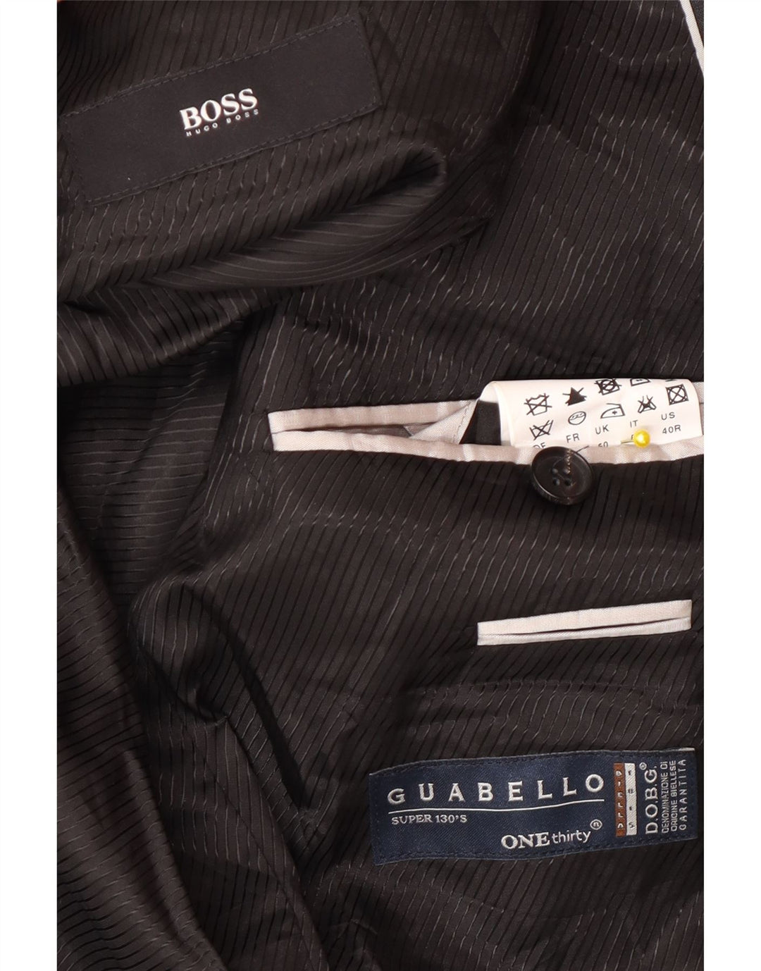 Giacca blazer da uomo a 2 bottoni Hugo Boss UK 40 grande lana grigia
