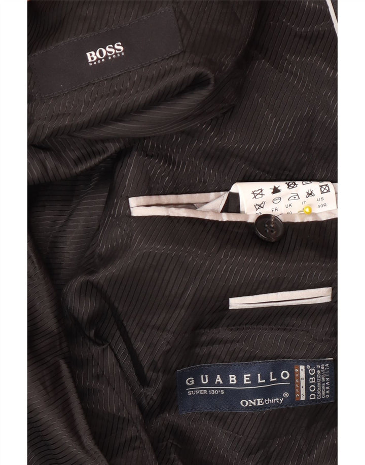 Giacca blazer da uomo a 2 bottoni Hugo Boss UK 40 grande lana grigia