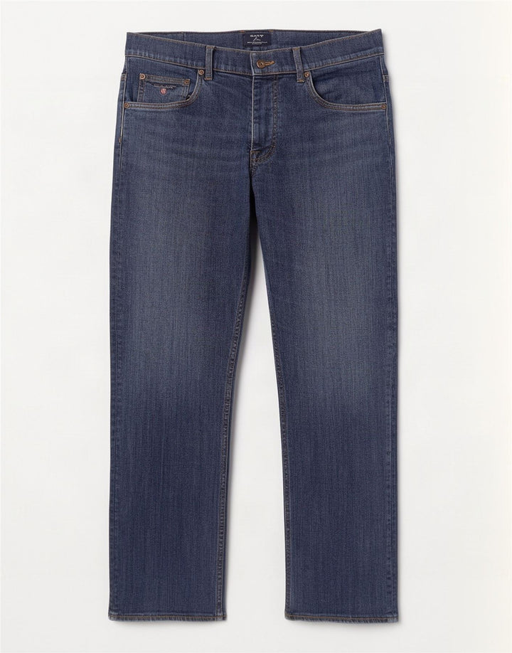 Jeans dritti da uomo vestibilità regolare Gant W34 L30 cotone blu