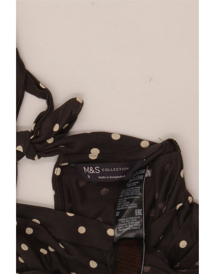 MARKS & SPENCER Abito da donna a trapezio con cravatta sul davanti UK 18 XL Marrone a pois