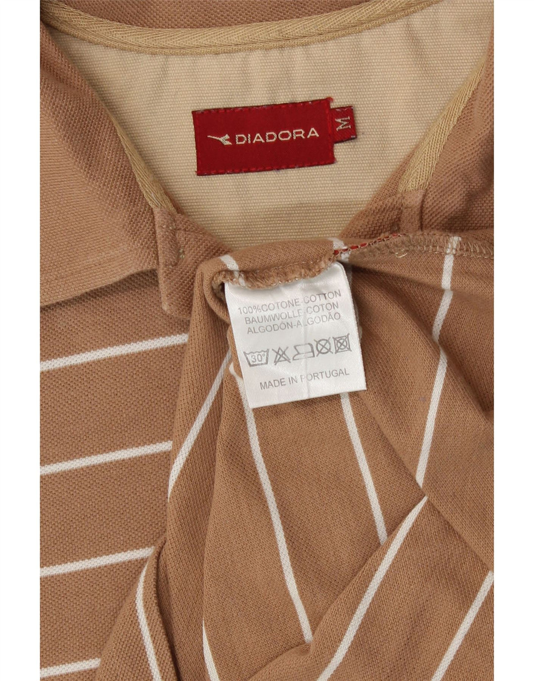 Polo Uomo Diadora Cotone Rigato Beige Medio