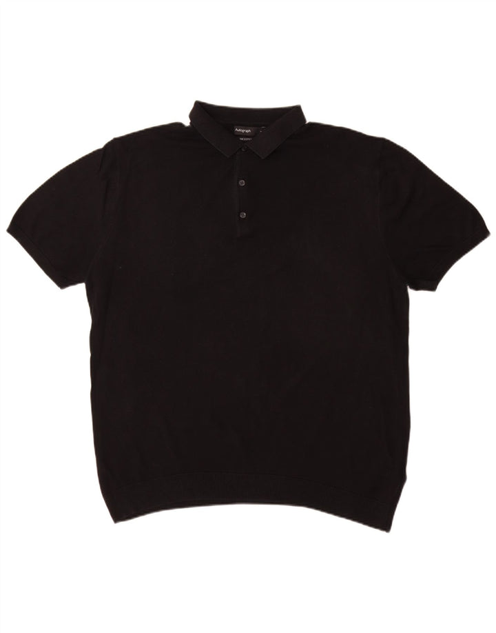 Marks & Spencer Maglione da uomo con collo a polo autografo grande nero