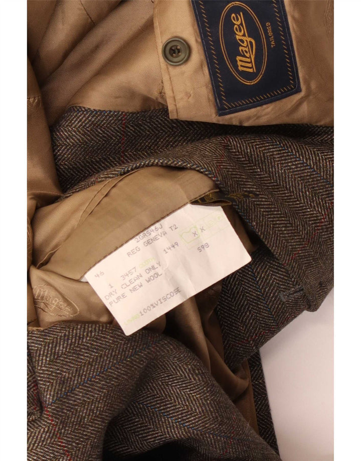 Giacca blazer da uomo a 2 bottoni Magee UK 46 3XL Lana nuova a spina di pesce grigia
