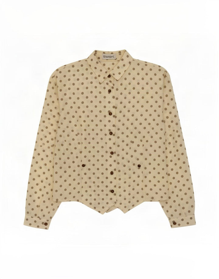 Camicetta camicia oversize da donna Swish UK 10 piccolo poliestere giallo a pois