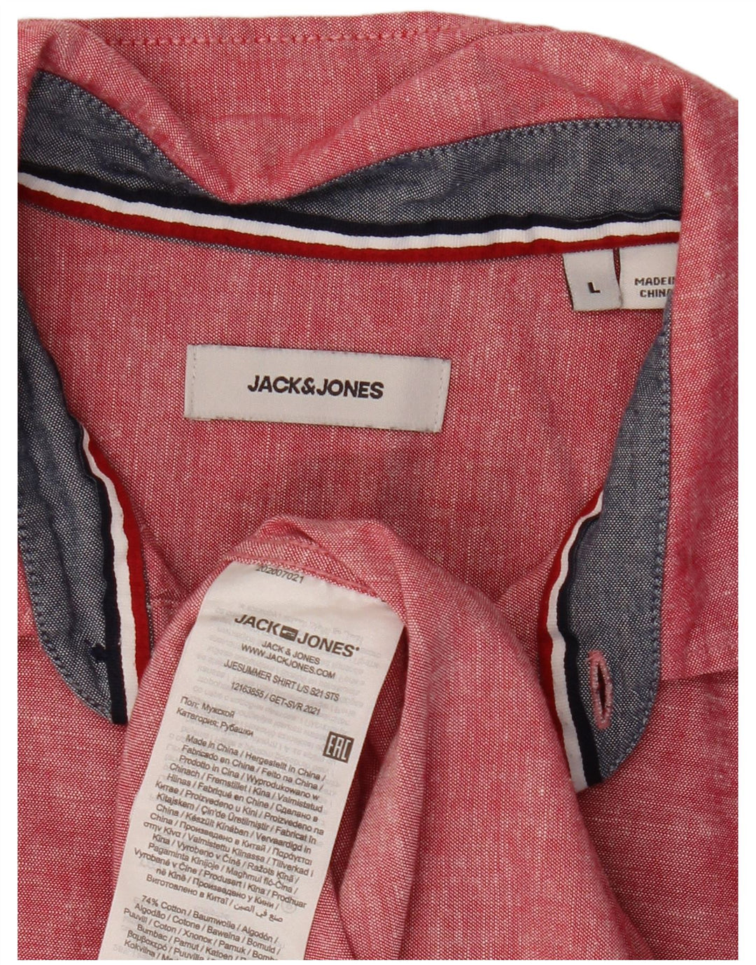 JACK & JONES Camicia da uomo grande rossa in cotone