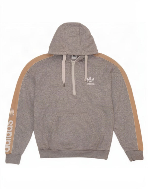 Maglione con cappuccio e zip grafica da donna Adidas UK 14 Blocco colore grigio medio