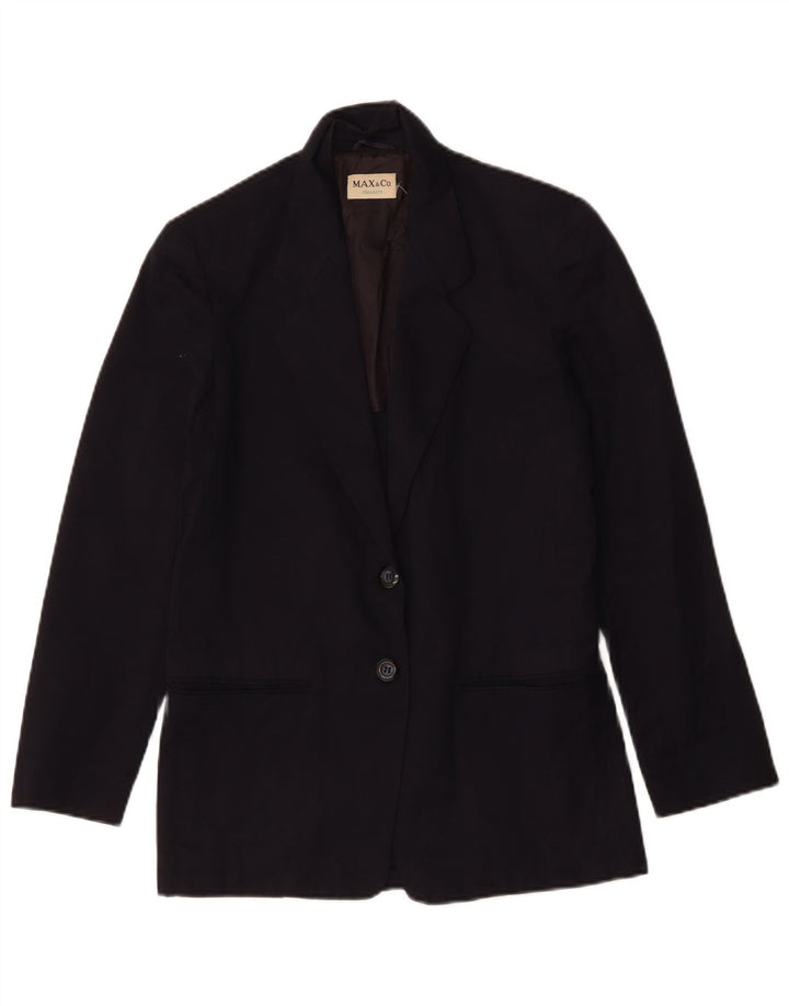 Giacca blazer a 2 bottoni da donna Max & Co. UK 12 cotone blu navy medio