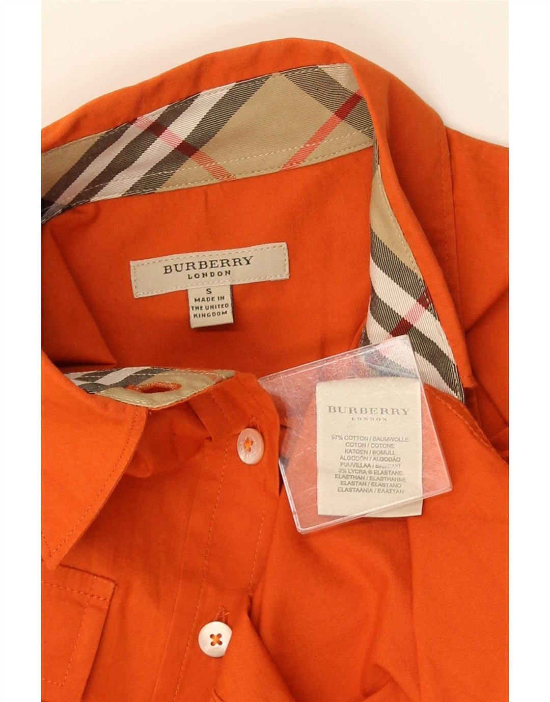 Camicia da donna Burberry UK 10 Small in cotone arancione