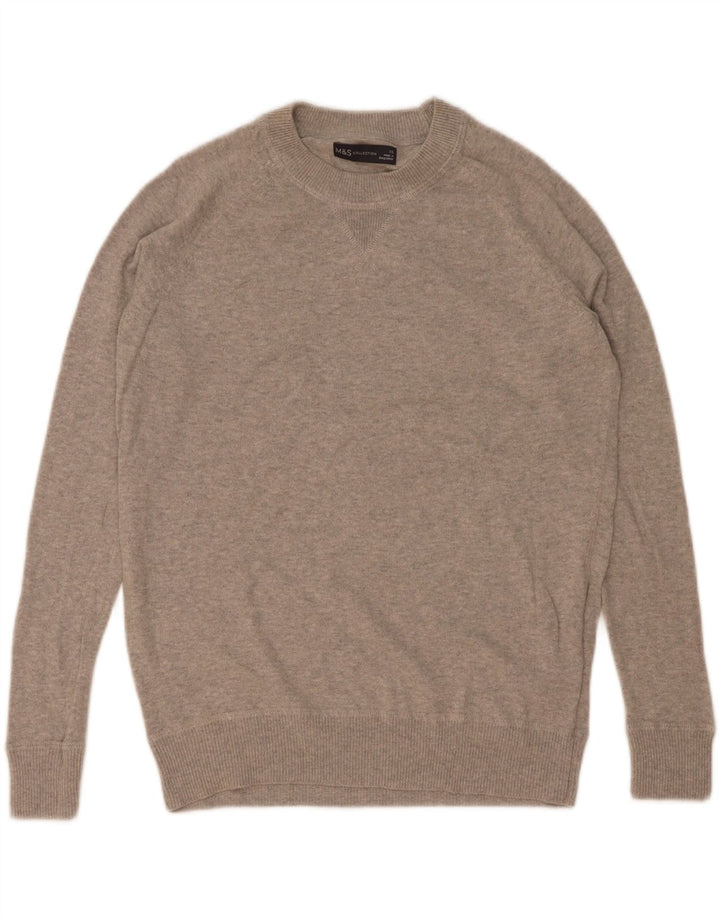 Maglione maglione girocollo da uomo Marks & Spencer XS in cotone grigio