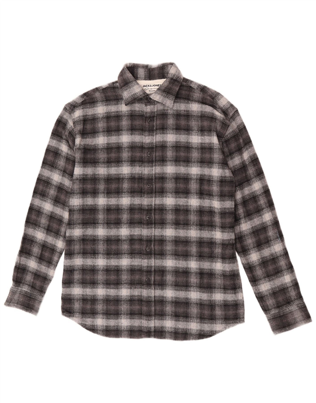 Camicia da uomo in flanella a quadri Jack & Jones piccola in cotone grigio