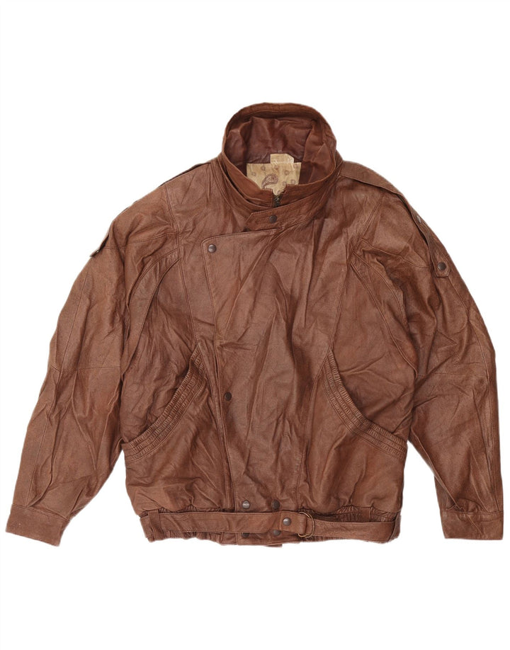 Giacca in pelle da uomo VINTAGE IT 52 XL Marrone