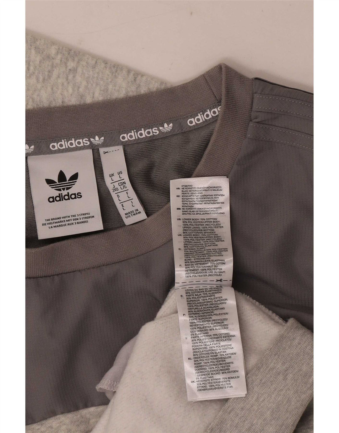 Felpa Adidas da uomo maglione grande in cotone color block grigio