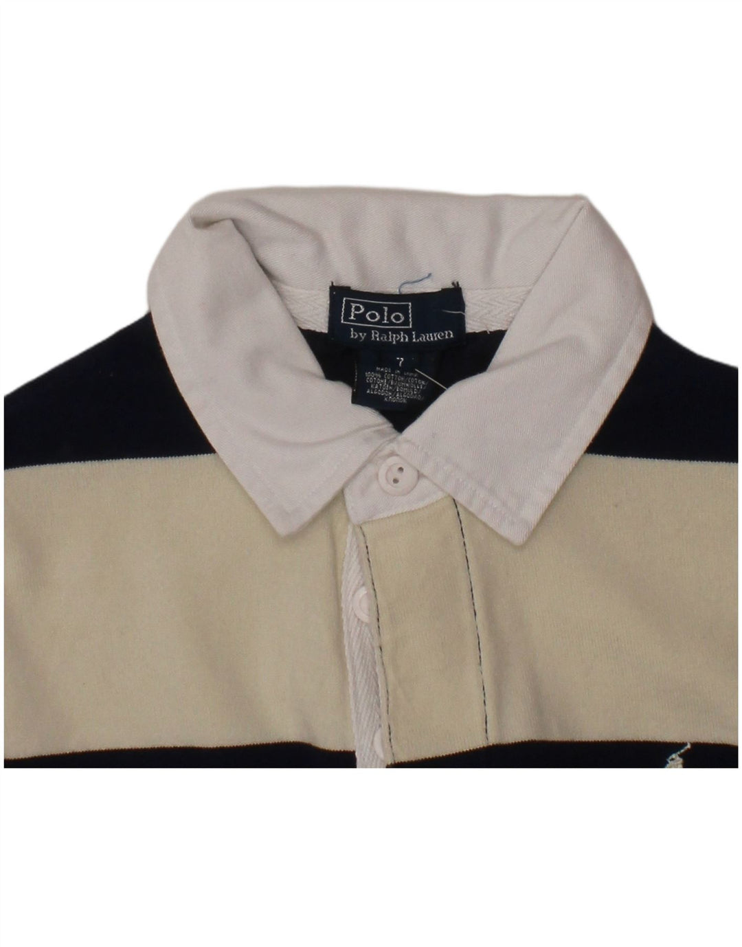 POLO RALPH LAUREN Polo da rugby per ragazzi 6-7 anni a righe bianco sporco