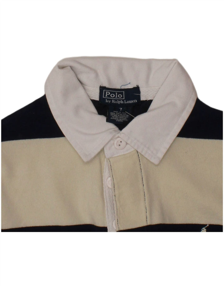POLO RALPH LAUREN Polo da rugby per ragazzi 6-7 anni a righe bianco sporco