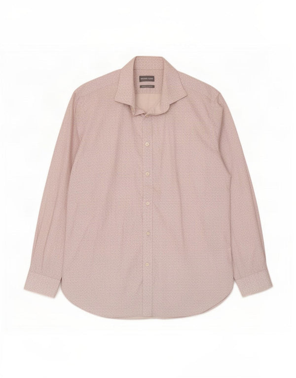 Camicia da uomo slim fit Michael Kors taglia 16 1/5 grande geometrica bianca