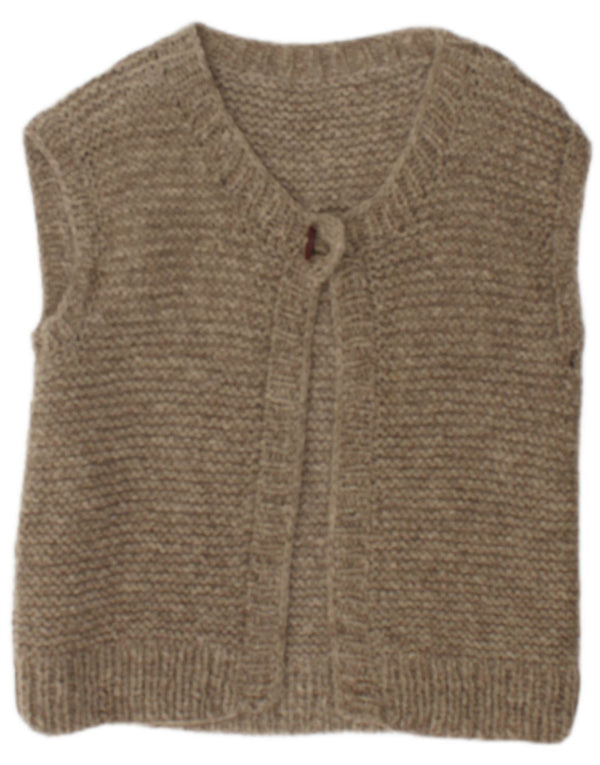 Maglione cardigan senza maniche vintage da donna UK 14 Grigio medio