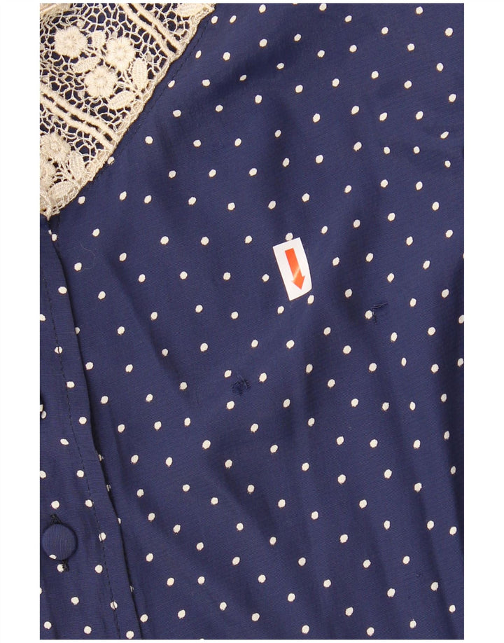 Abito lungo da donna VINTAGE IT 42 Rayon maculato blu navy medio