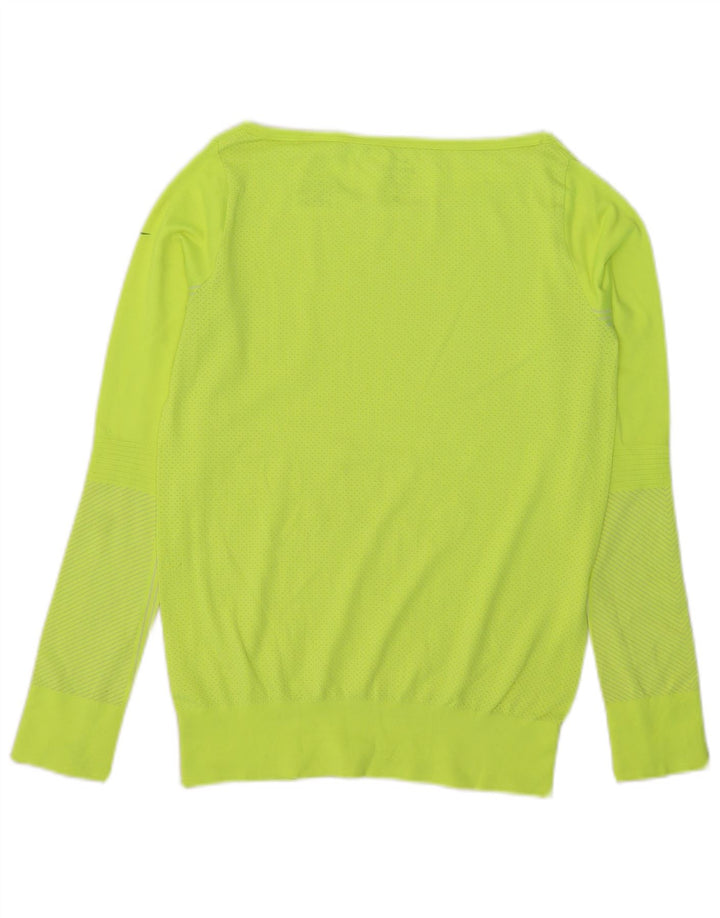 NIKE Top Dri Fit da donna a maniche lunghe UK 10 piccolo nylon giallo