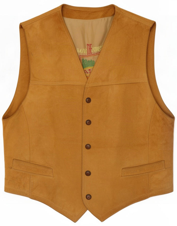 Save The Forest Gilet da uomo in pelle scamosciata IT 48 Pelle beige medio