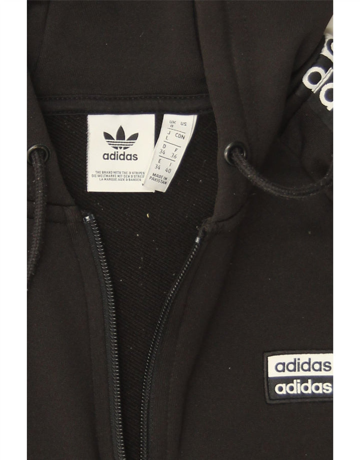 Maglione con cappuccio e zip grafica da donna Adidas UK 8 piccolo poliestere nero