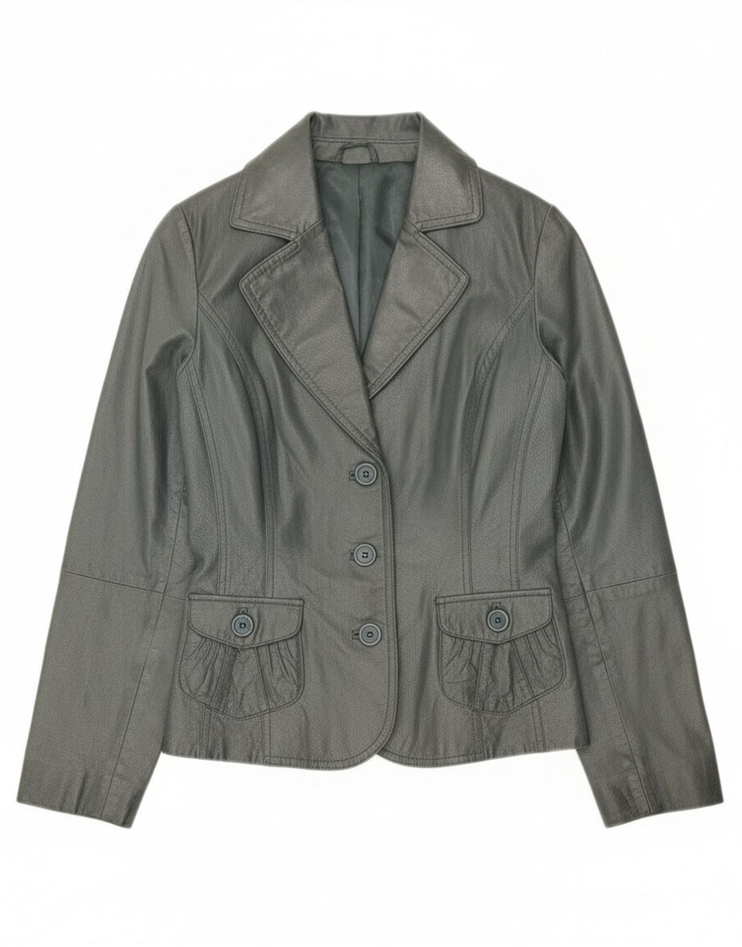 Giacca blazer vintage da donna a 3 bottoni UK 10 piccola grigia